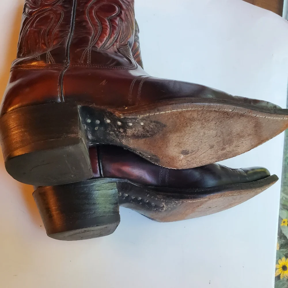 TEXAS WESTERN COWBOY BOOTS BROWN USA SIZE 9EE M-70 - Picture 9 of 16